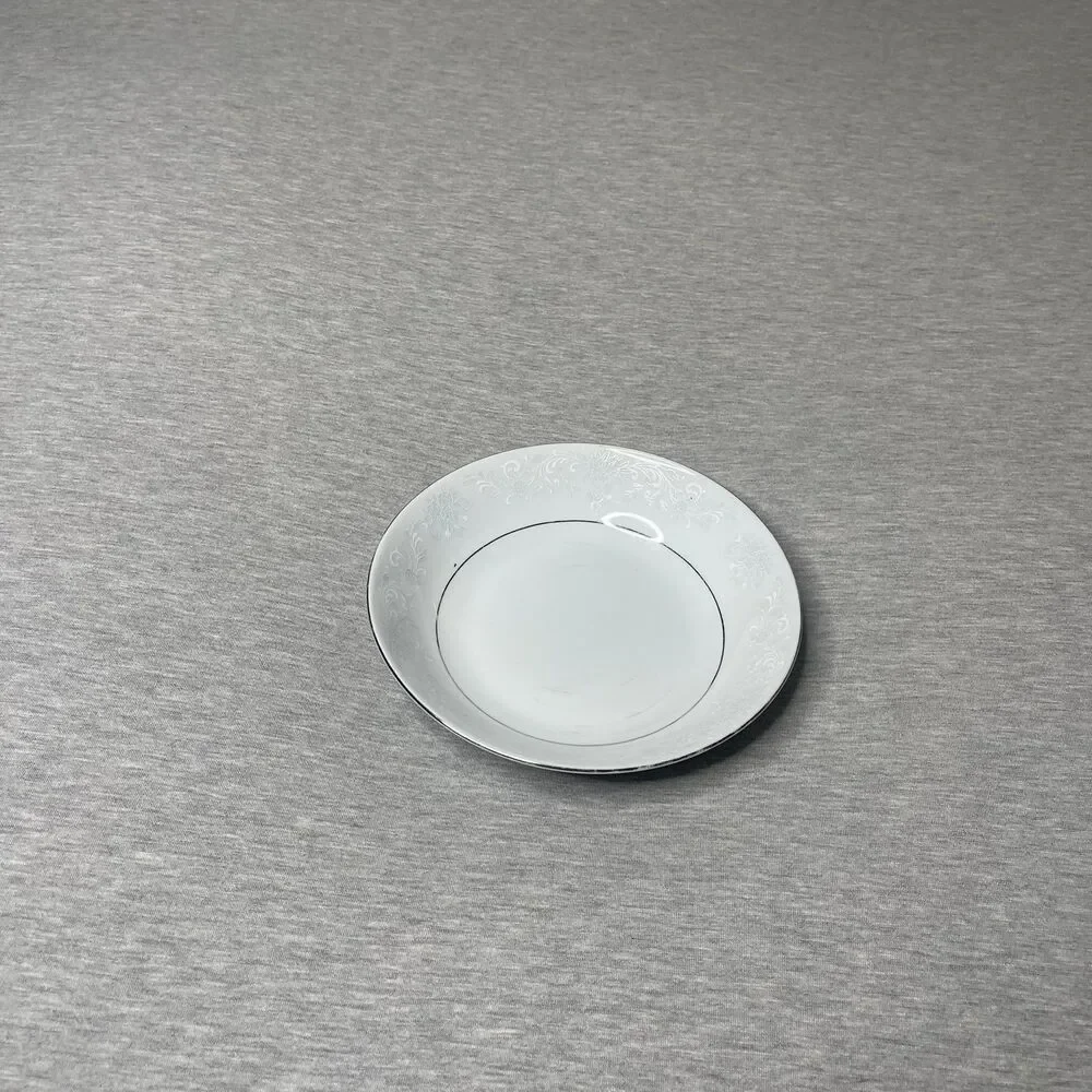 China Pearl Vintage Fine China White Floral Embossed Salad Dish Plate